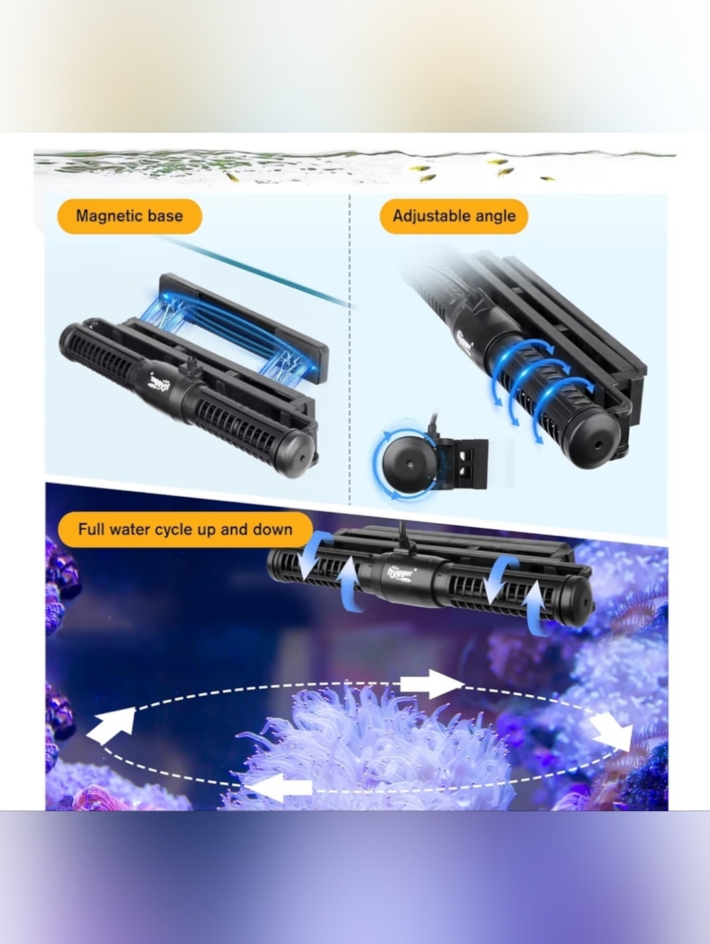 Black Adjustable Aquarium Wave Maker with LED Controller - Picture 7 of 7